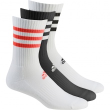 adidas Sportsocken Crew Cushion 3-Stripes (durchgehend gepolstert) schwarz/weiss/rot - 3 Paar